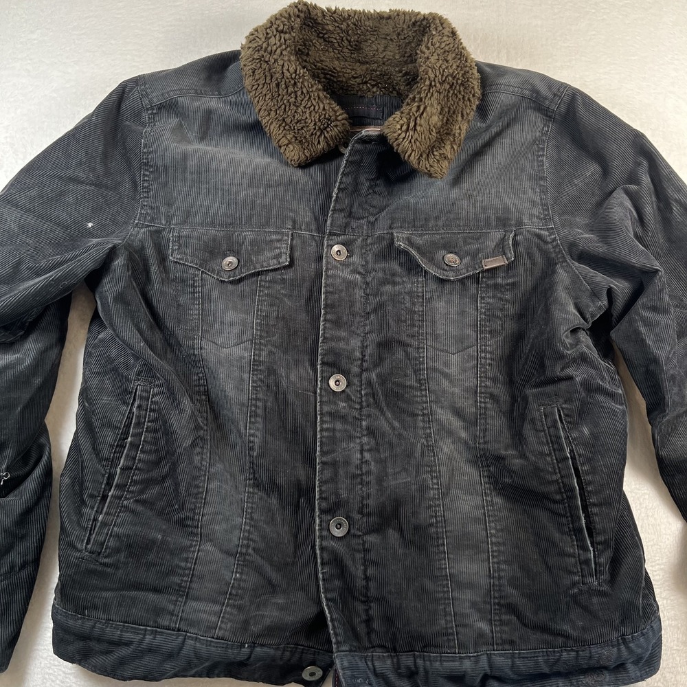 American Eagle Outfitters Jacket Mens XL Black Corduroy Sherpa Lined Bomber